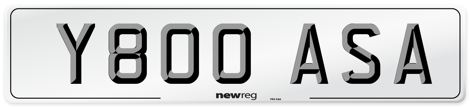 Y800 ASA Number Plate from New Reg